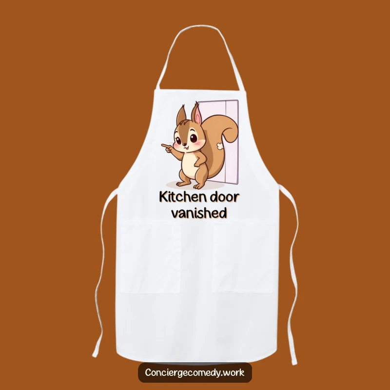 Funny Curious Squirrel Tiptoeing Apron - Kitchen Mystery Funny Gift