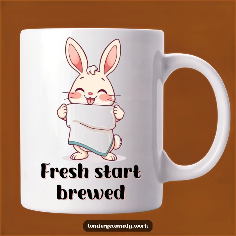 Funny Bunny Towel Mug: A Cheerful Gift for Tidy Friends