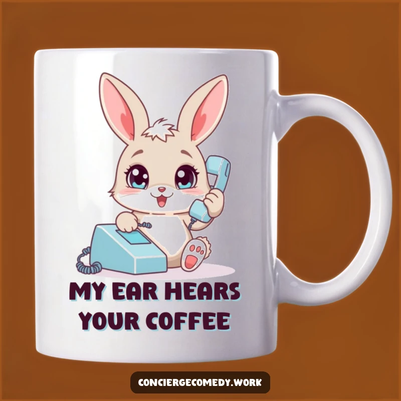 Funny Bunny Phone Call Mug: Adorable Playful Rabbit for a Hilarious Gift