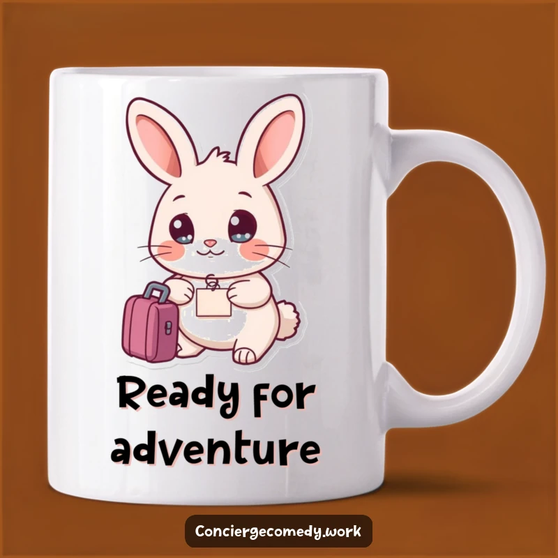 Funny Friendly Rabbit Travel Mug Gift, Adventure Character Ceramic Cup
