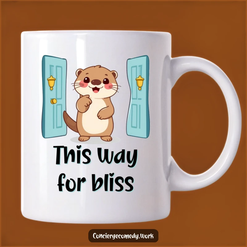Funny Otter Entrance Mug: Smiling Guide Otter for a Joyful Funny Gift
