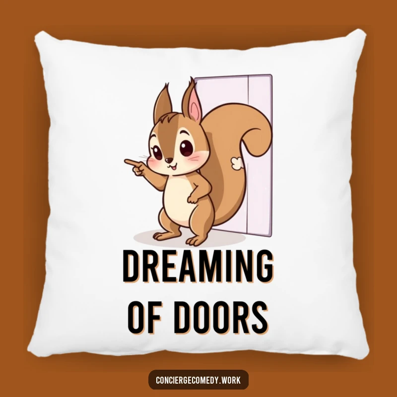 Funny Curious Squirrel Tiptoeing Pillow - Cozy Invisible Door Accent