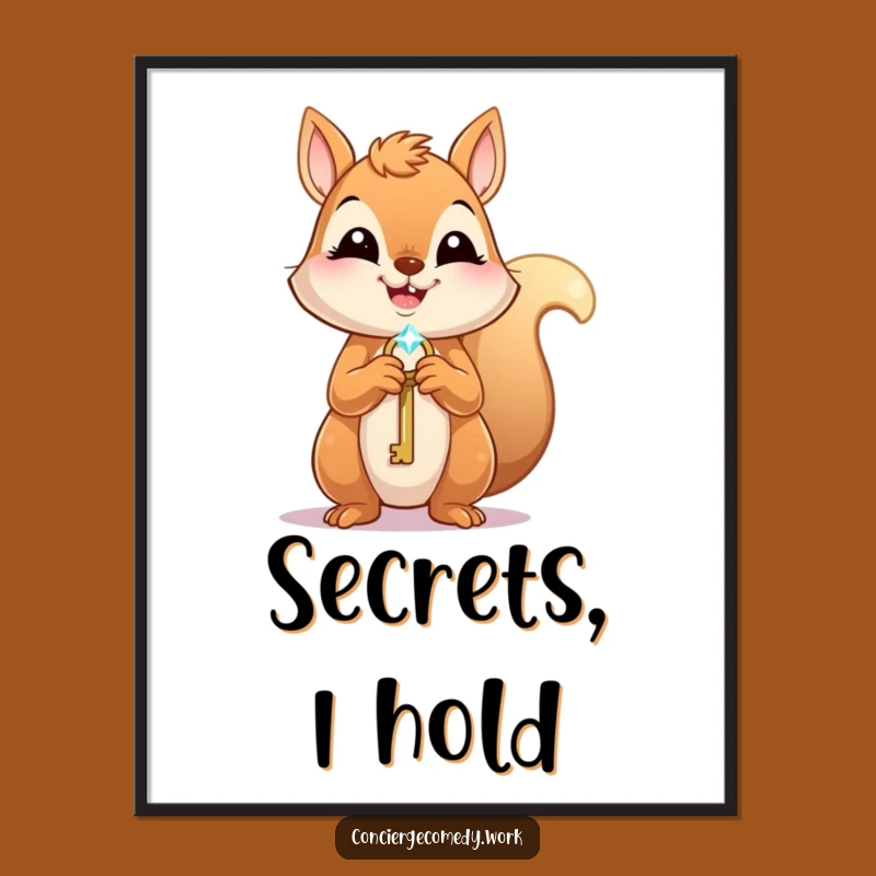 Funny Squirrel Key Digital Art: Instant Joyful Decor for Your Walls