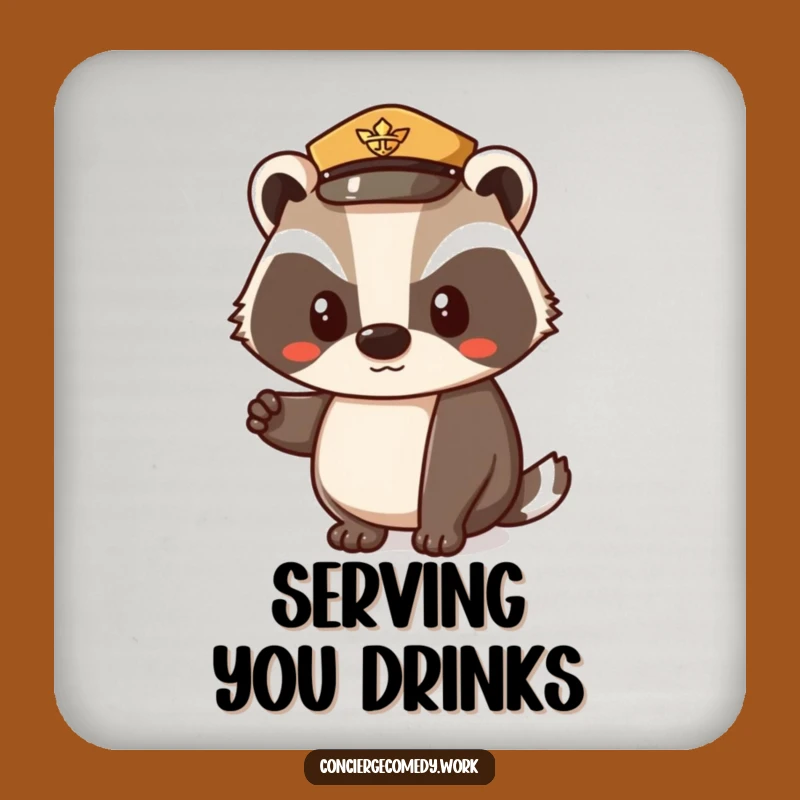Funny Polite Badger Uniform Hat Coaster - Determined Character Drink Protector
