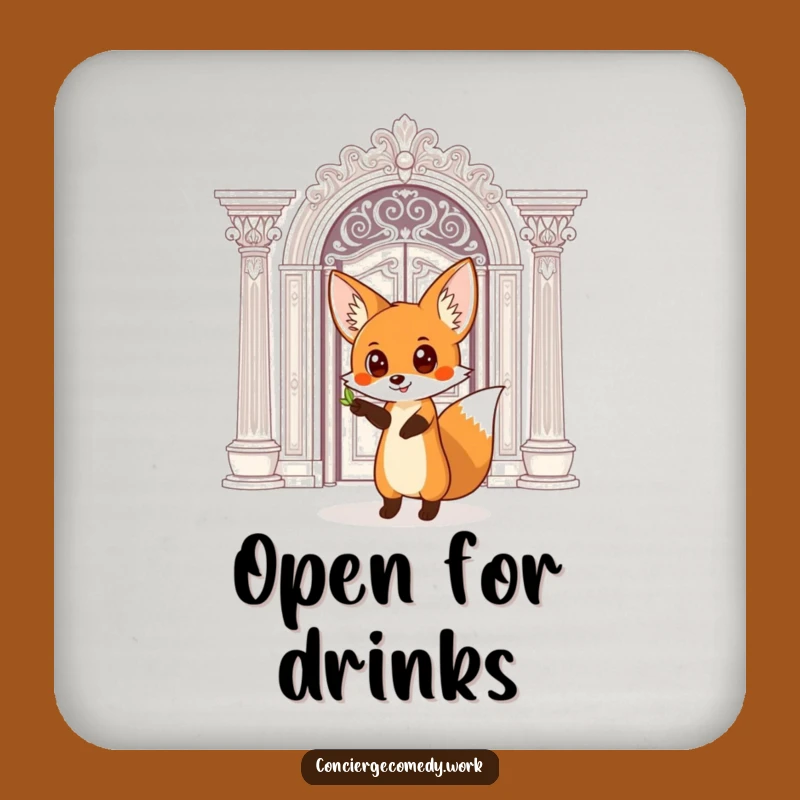 Funny Fox Doorway Drink Coaster: Add Mystery to Your Table