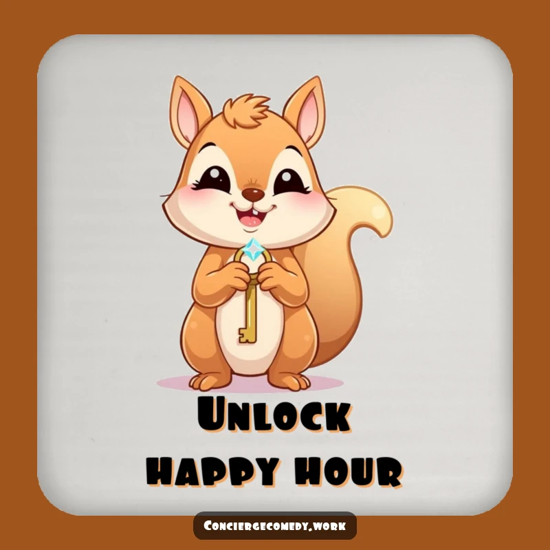 Funny Squirrel Key Drink Coaster: Protect Surfaces with Whimsy