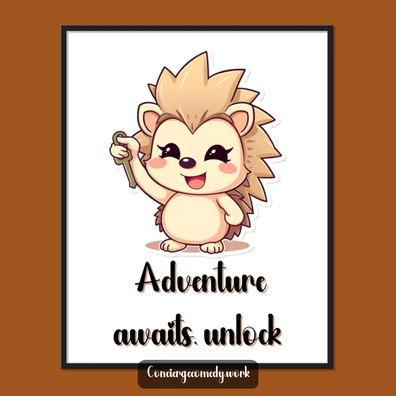 Funny Cheerful Hedgehog Poster, Optimistic Wall Art, Hilarious Motivational Decor
