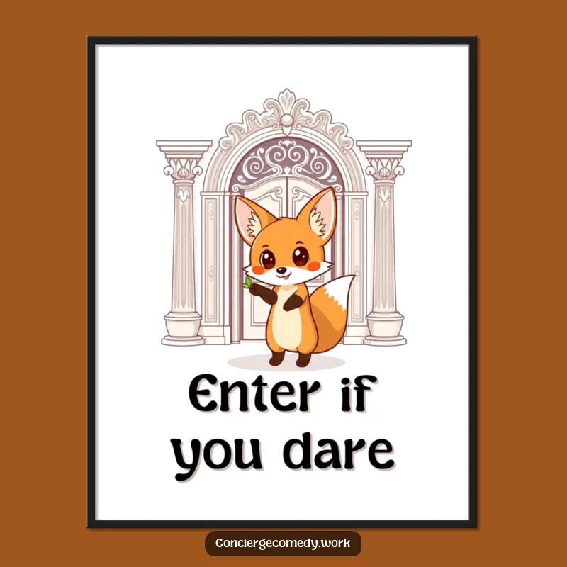 Funny Fox Doorway Poster: Intriguing Art for Curious Minds