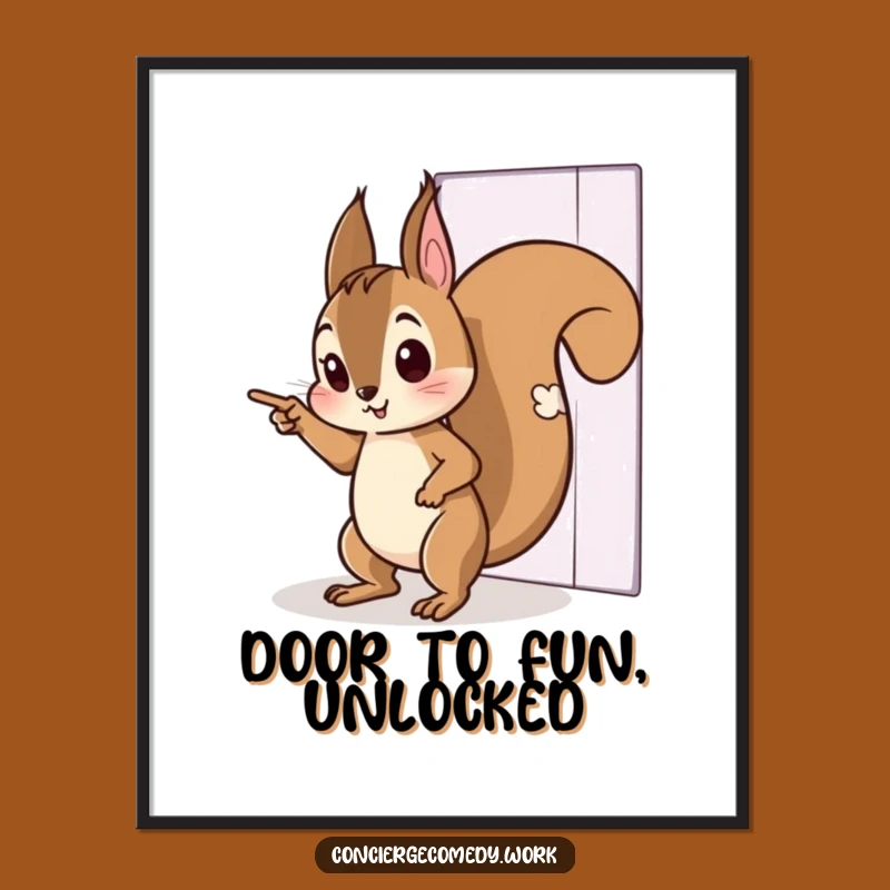 Free Printable Squirrel Wall Art: Invisible Door Point Funny Downloadable Decor