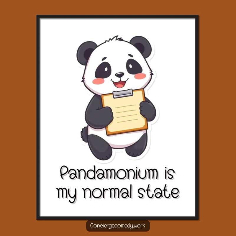 Free Printable Wall Art: Funny Panda Clipboard, Quirky DIY Downloadable Decor