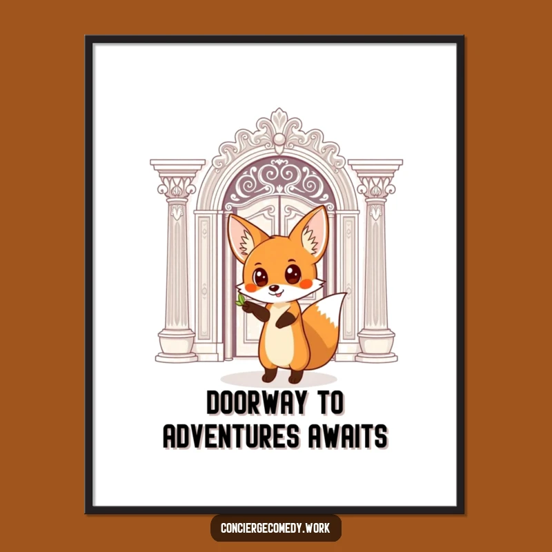 Funny Free Printable Wall Art: Fox At Ornate Doorway, Downloadable Art