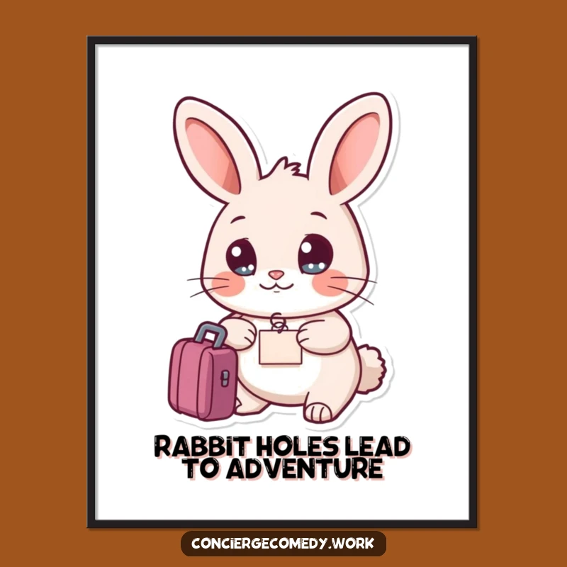 Funny Free Printable Wall Art: Rabbit's Adventure Awaits Downloadable Gift!