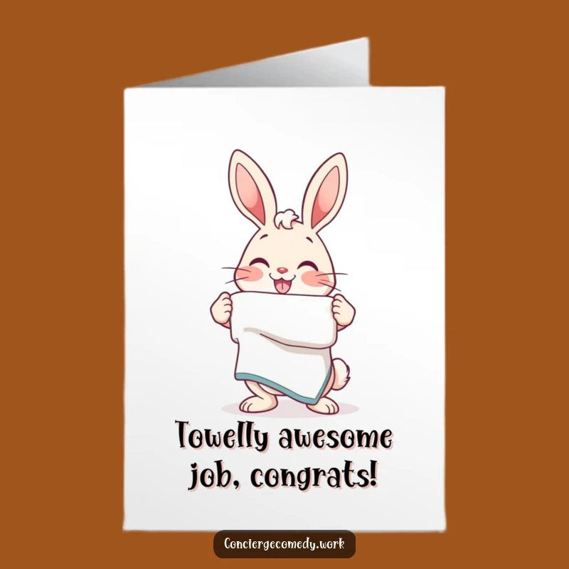 Free Printable Congrats Card: Bunny With Towel, Funny Downloadable Gift