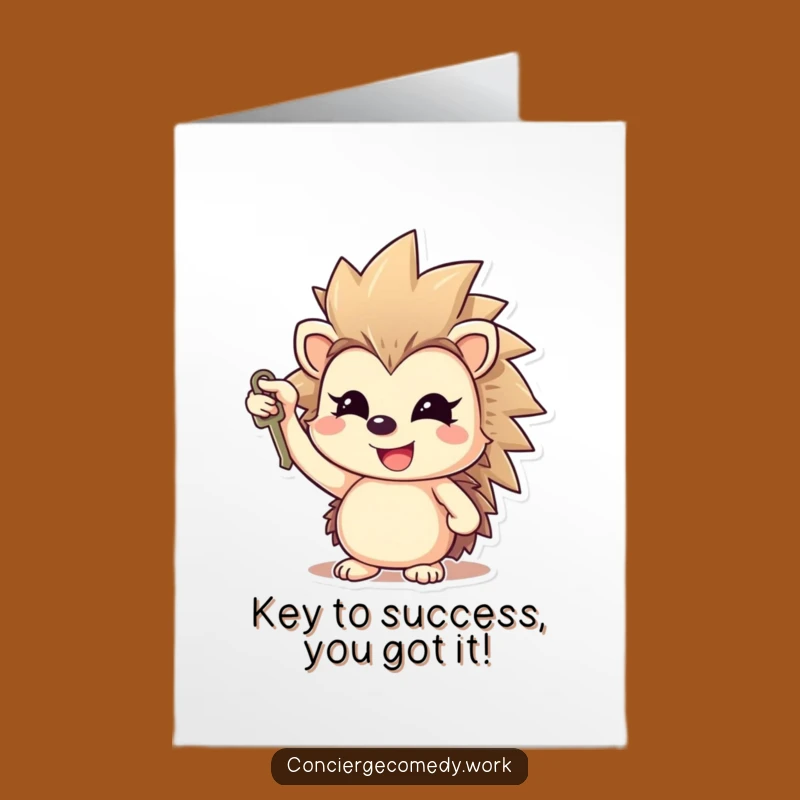 Free Printable Congrats Card: Hedgehog Unlocks Success Downloadable Gift!