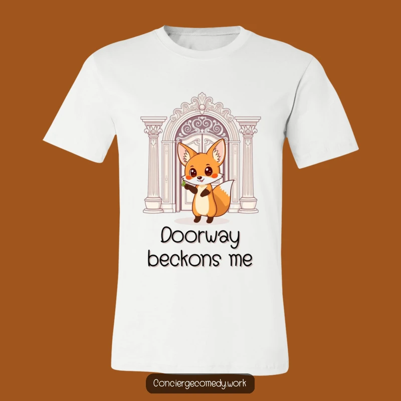 Funny Fox Doorway T-Shirt: Wear Your Wanderlust Boldly