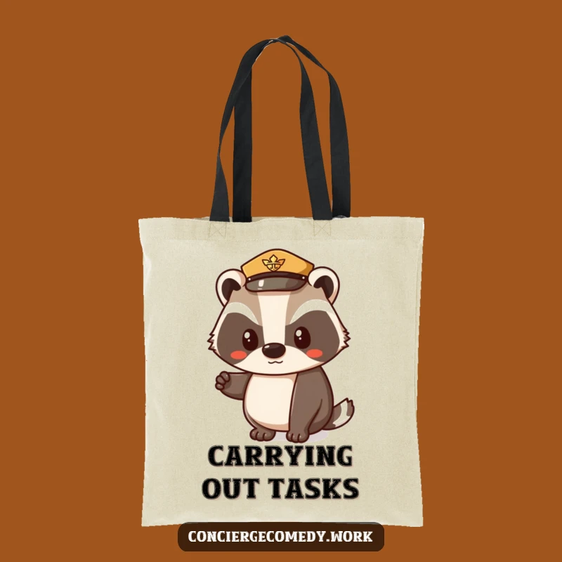 Funny Determined Badger Uniform Hat Tote Bag - Polite Character Carryall