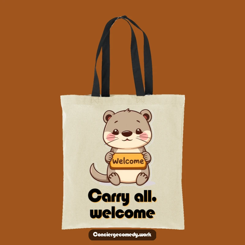 Funny Playful Otter Tote Bag, Welcoming Accessory, Ideal Funny Gift